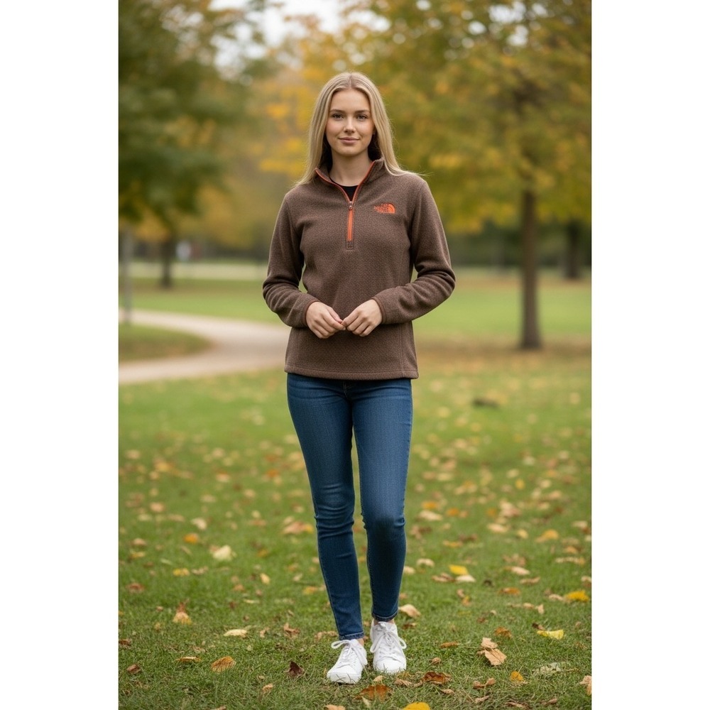 The North Face‎ Fleece Pullover Quarter-Zip 1/4 Activewear Hike Gear S chocolate